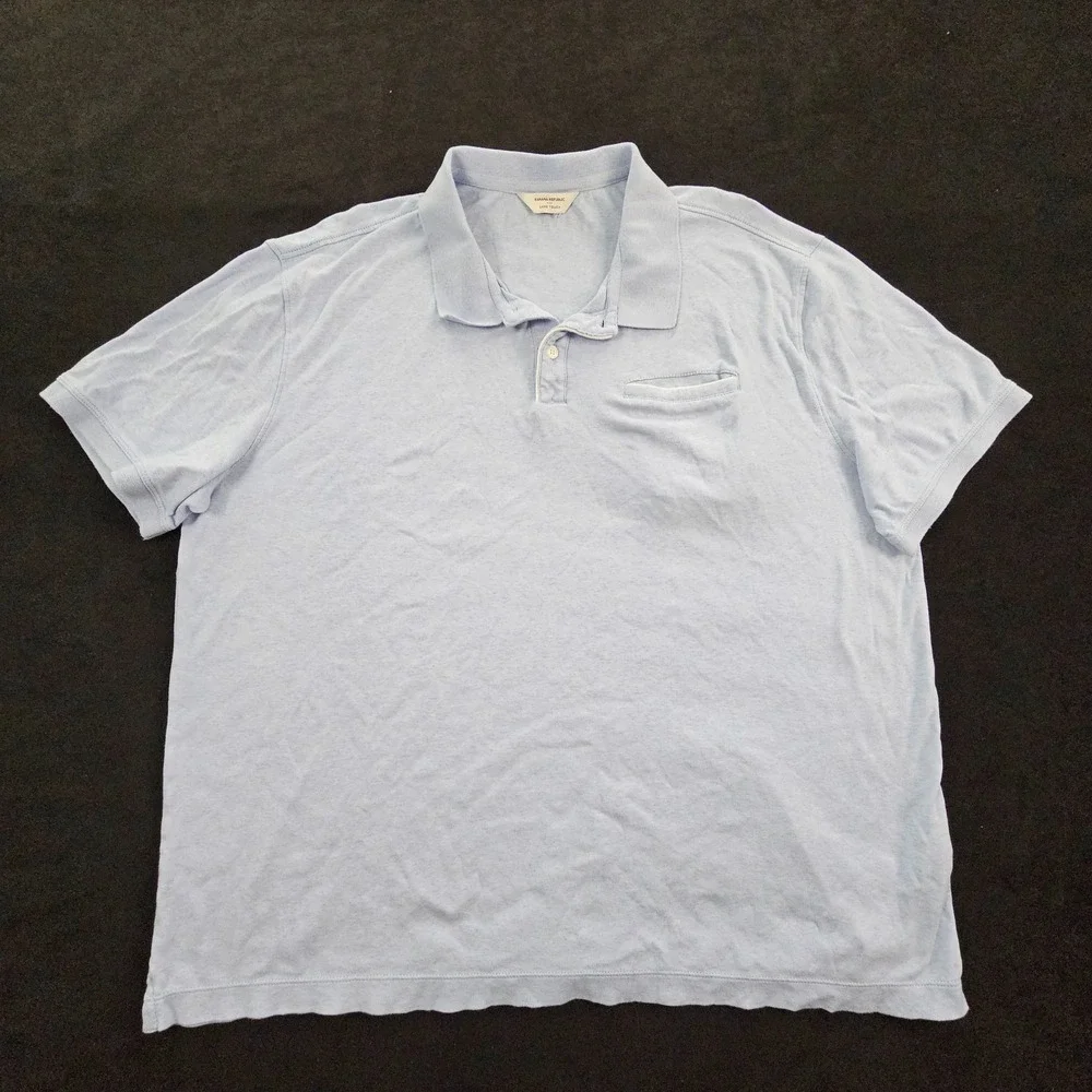 Banana Republic Luxe Touch Blue Short Sleeve Cotton Polo Shirt Men's XL